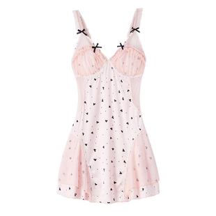 BE性感睡裙女夏季吊带睡衣冰丝女士春秋纯欲风2026新款带胸垫丝绸