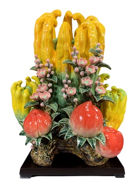 得心应手佛手瓜招财陶瓷摆件