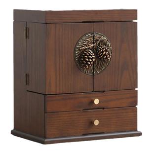 妆奁盒古风手饰品盒带锁耳环耳钉梳妆台项链首饰盒收纳盒大容量