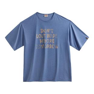 马登工装 美式复古冰丝凉感短袖T恤宽松透气花纱字母印花上衣男夏