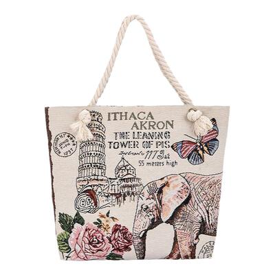 复古印花单肩百搭帆布大包包