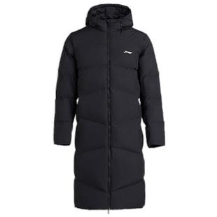 李宁长款棉服男士2026冬季新款体校过膝棉衣加厚保暖连帽运动外套