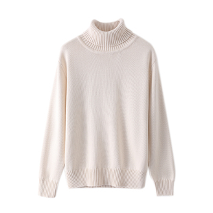 欧单高货加厚100%全棉高领毛衣女装2025冬季新款针织衫打底衫宽松