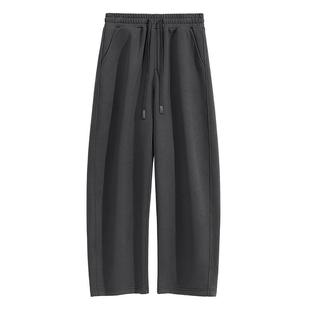 班尼路男士裤子2025新款春秋季中灰色弯刀卫裤重磅垂感直筒裤男LF