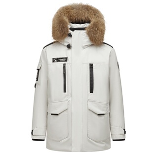 坦博尔冬季奥莱正品户外运动防寒蓄热工装男士大毛领羽绒服外套