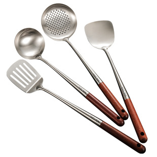 加厚304不锈钢锅铲勺防烫炒菜铲子厨师专用加长炒勺家用铁铲套装