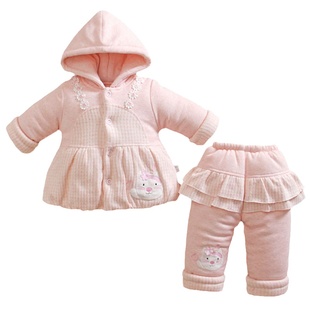 小月龄女宝宝冬装外出服洋气夹加厚棉服袄婴儿衣服分体外套装季天