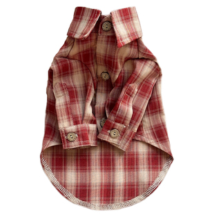 美式下午茶!狗狗衣服秋天贵宾比格宠物衬衫猫咪秋冬装复古棉麻