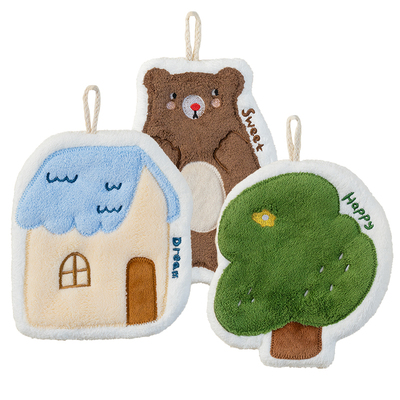 易优家擦手巾挂式可爱加厚珊瑚绒