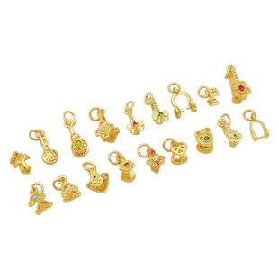 18K铜镀哑金保色镶锆蝴蝶结樱花平安扣如意瓜子扣手工DIY挂八字扣