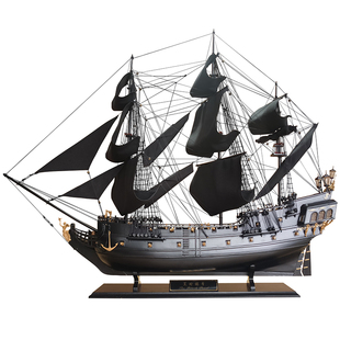 仿真木质地中海黑珍珠号帆船模型装饰摆件杰克船长一帆风顺工艺船