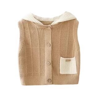 男童毛衣背心开衫外套2025秋季儿童连帽外搭坎肩宝宝婴儿针织马甲