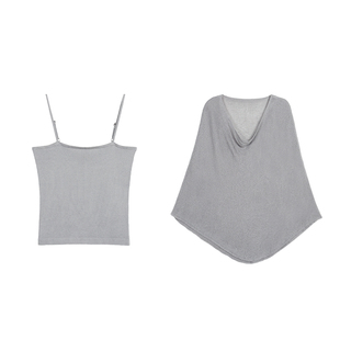 1XTWO 温柔际遇 微透不规则针织披肩上衣女防晒罩衫+吊带两件套