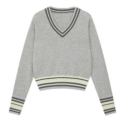 blueerdosV领羊毛羊绒针织套衫