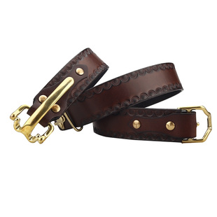 皮带男利特尔顿骑兵扣皮带纯铜扣休闲复古牛仔手工腰带快开裤带