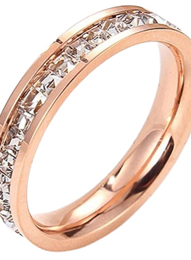 尾戒小号4号5满钻钛钢宝石情侣戒