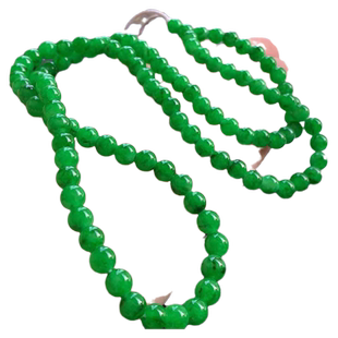 逸之璟缅甸老坑天然a货翡翠玉石雕刻冰种满绿绿珠珠子翡翠项链