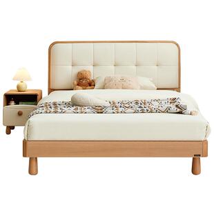 全友家居原木风蒙氏儿童地台床小户型卧室科技皮单人床可变高脚床