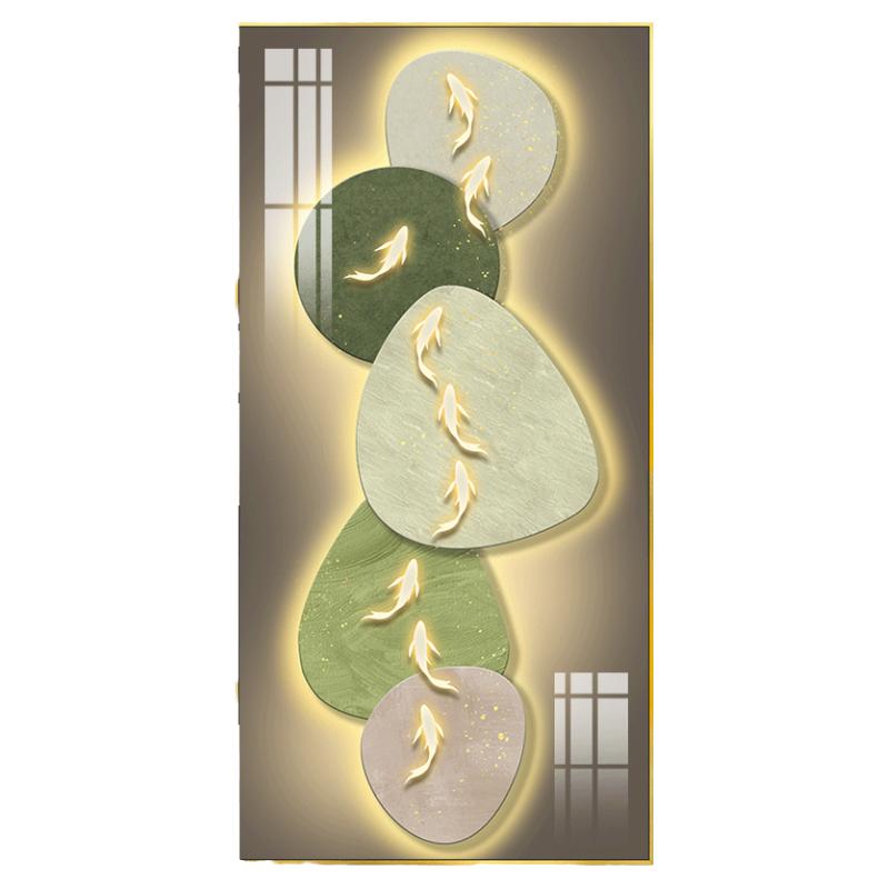 入户竖版装饰画玄关抽象画九鱼图