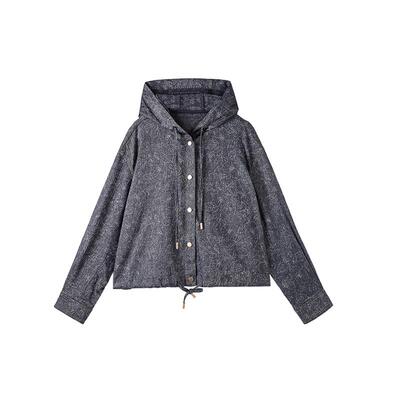 CHESONSE短款暗纹提花牛仔外套