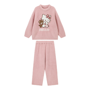 布丁哈鲁童装冬装女童保暖上衣2026秋冬新款儿童甜美家居服睡衣