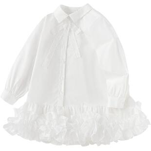 巴拉巴拉童装女童连衣裙纯色衬衫裙2026春秋装新款白裙子内搭演出