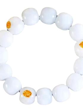 和田玉羊脂白洒金皮老型珠手串