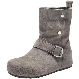 百丽复古吐司勃肯靴女冬季新款内增高西部堆堆短靴子E7X1DDZ5