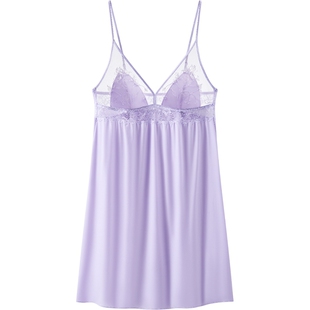 凌波仙子|曼妮芬细肩带水仙花刺绣吊带缎光性感睡裙带杯防透睡裙