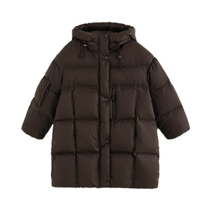 砚台家童装男童长款羽绒服白鸭绒2025冬季新款儿童黑色连帽羽绒衣