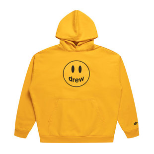 drew house mascot笑脸宽松连帽拉绒卫衣金黄色男女同款