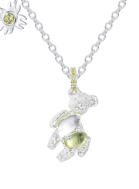 YVMIN尤目 压坏小熊项链葡萄石镶嵌925银锁骨链生日礼物新品