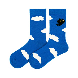 【自由能量袜】Walki踩点喵星梦境中筒袜大童袜-云端飞行克莱因蓝