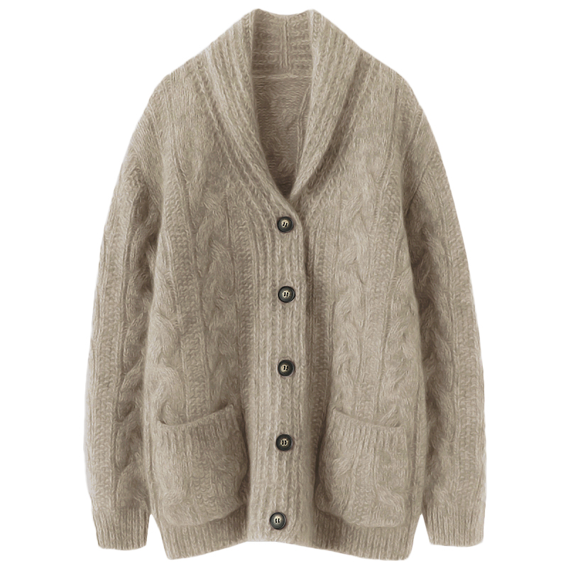 重磅 男女同款 呼声很高！加厚羊绒开衫女粗棒针纯羊绒毛衣外套冬