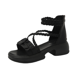 罗马配裙子凉鞋女2026夏季新款休闲百搭厚底法式沙滩鞋超火松糕鞋
