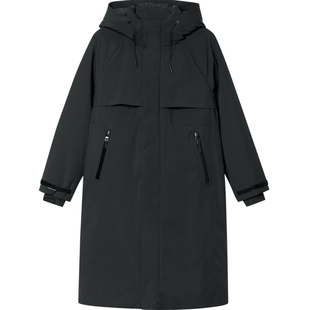 诗篇专选石墨烯抽绳收腰户外通勤连帽风衣式鹅绒羽绒服
