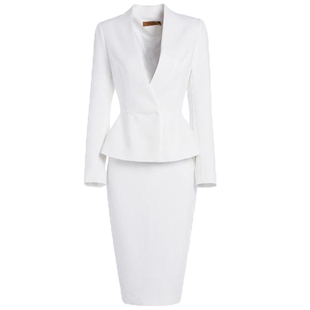 职业套装女春季气质女神范长袖西装美容院白色西装前台面试工作服