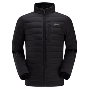 Jeep官方鹅绒羽绒衣春季户外羽绒服男轻薄短款外套立领保暖上衣