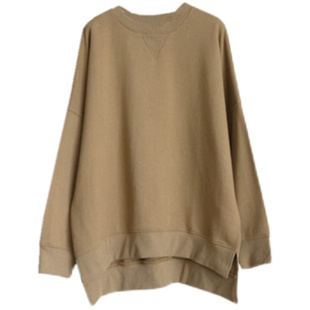 T89韩国女装新薄绒前短后长宽松毛圈棉圆领套头长袖秋冬女卫衣暖