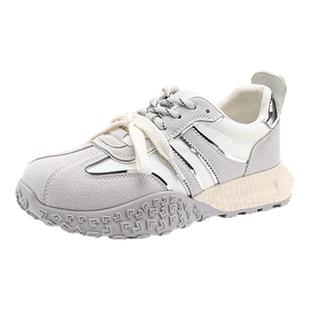 小个子内增高阿甘德训鞋女2025新款轻便透气不累脚银色灰色休闲鞋