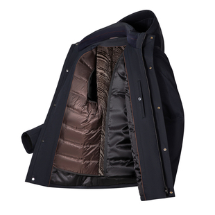 【兔毛羽绒内胆】柒牌2025冬季新款皮毛一体男休闲时尚保暖尼克服