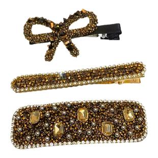 蝴蝶结水钻碎发发夹后脑勺高端刘海夹侧边时尚气质发卡网红新款