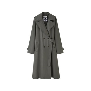 Herz青灰色羊毛翻领风衣男女同款中长款外套显瘦日系高级感原创