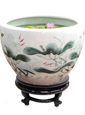 水莲荷花锦鲤清仓特大号陶瓷鱼缸