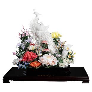 陶瓷《凤鸣国瑞》送礼中式摆件酒店开业礼品别墅办公室乔迁礼物