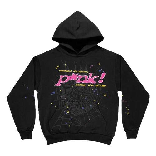 Young Thug 明星同款 Sp5der 555555 Pink Hoodie 长裤卫衣套装
