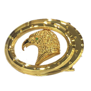 新款24K黄金皮带扣3.8宽平滑扣头镀真金男士裤腰带18K白金镶钻扣