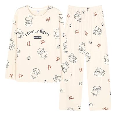 100%纯棉长袖加厚睡衣女秋冬季