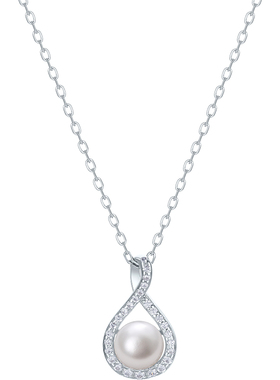 周六福淡水珍珠项链女人鱼之泪珍珠链坠S925银优雅送女友跨年礼物