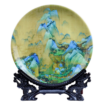 千里江山图陶瓷摆件工艺品